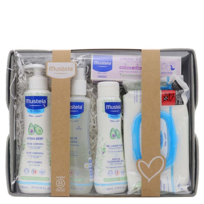 Canastilla bebé gris. Mustela