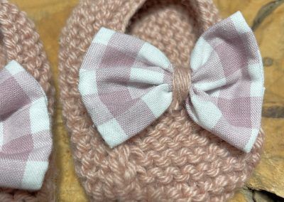 Patucos Lazo Cuadrito Vichy Rosa Empolvado